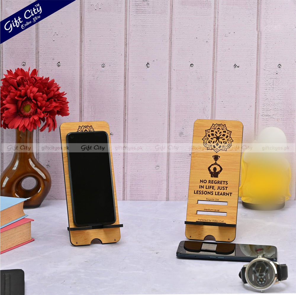 Customizable Wooden Mobile Stand – Sleek, Portable & Multi-Functional - Gift City Online Store