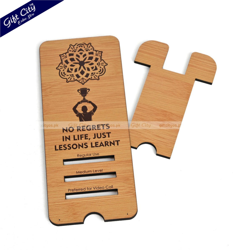 Customizable Wooden Mobile Stand – Sleek, Portable & Multi-Functional - Gift City Online Store
