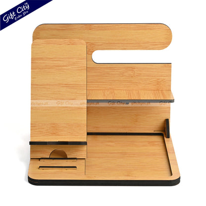 Customizable Wooden 6-in-1 Desk Organizer – Portable & Multi-Functional