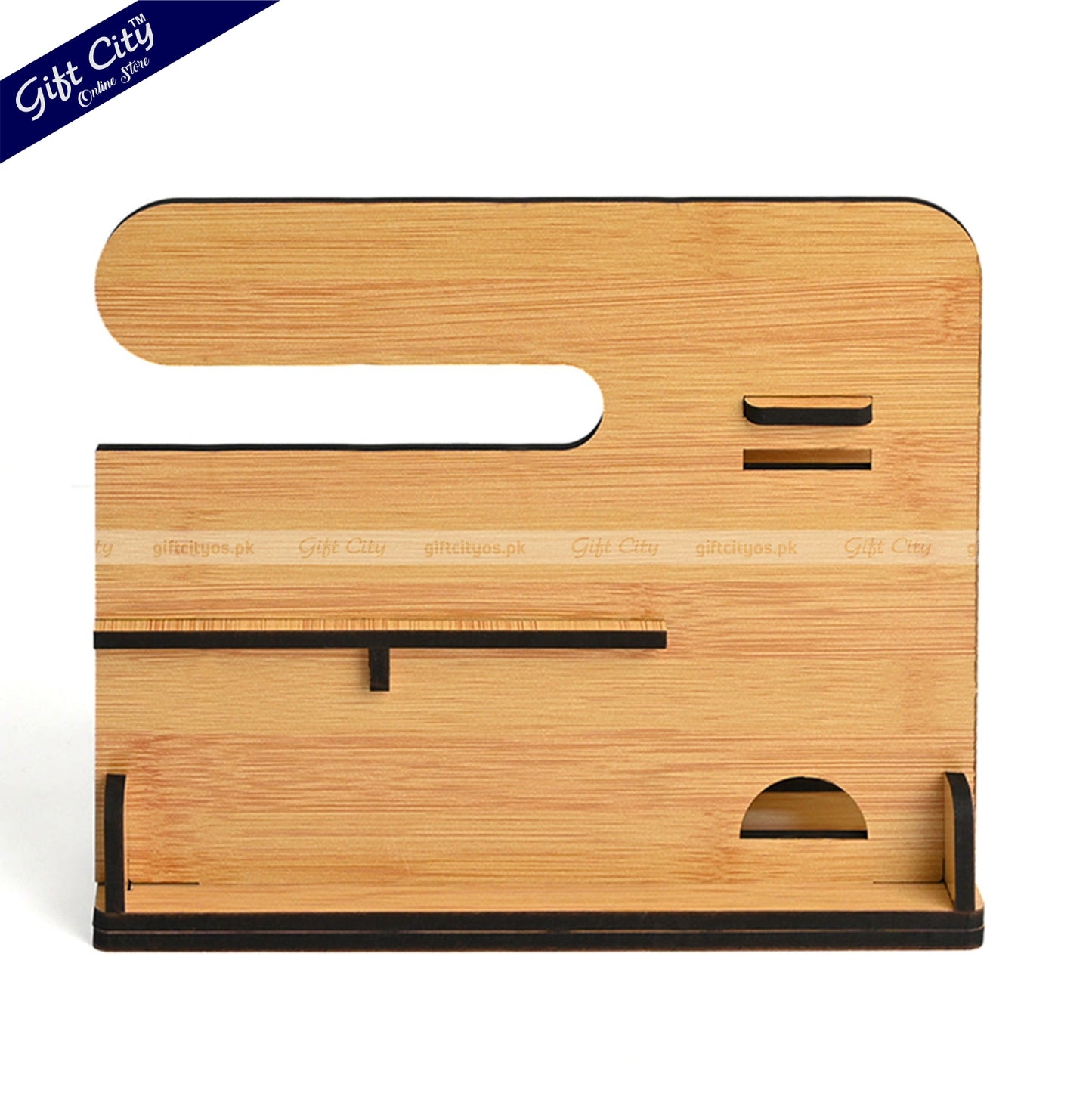 Customizable Wooden 6-in-1 Desk Organizer – Portable & Multi-Functional