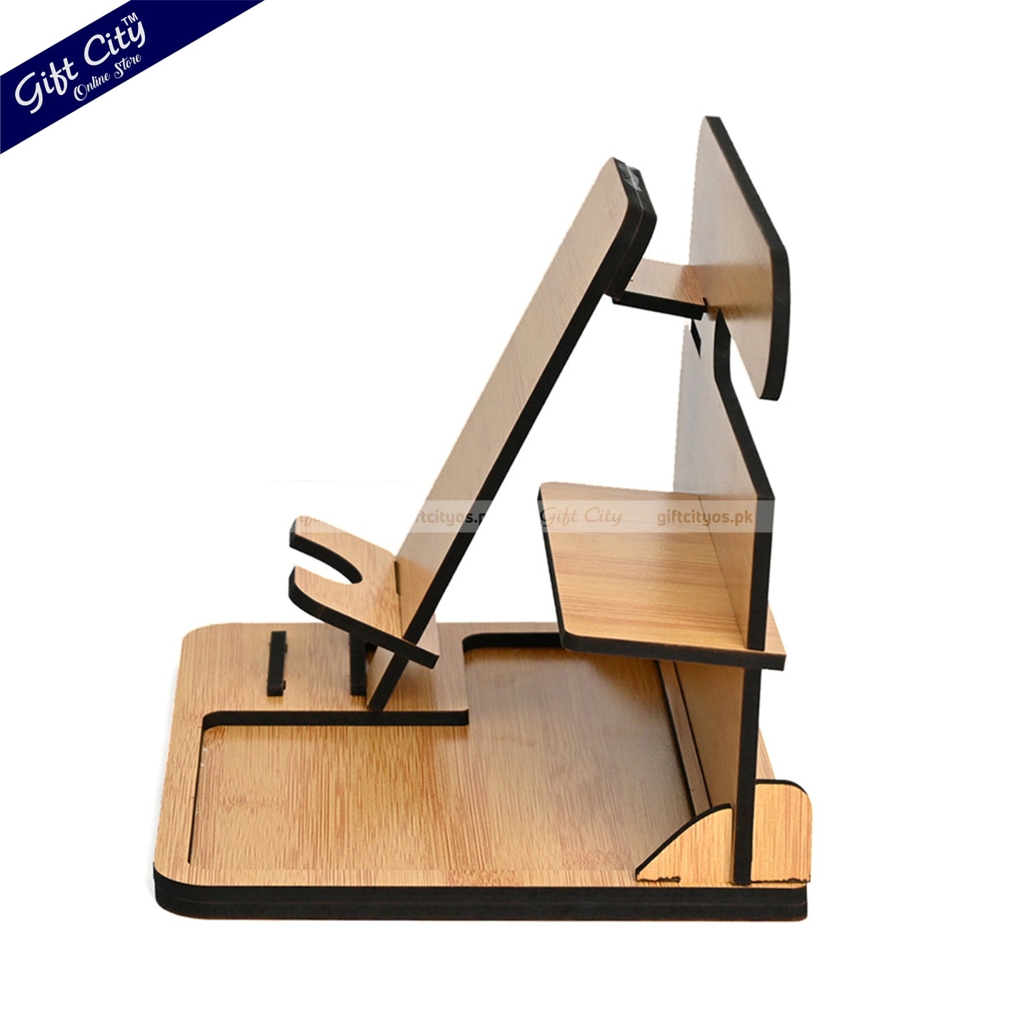 Customizable Wooden 6-in-1 Desk Organizer – Portable & Multi-Functional