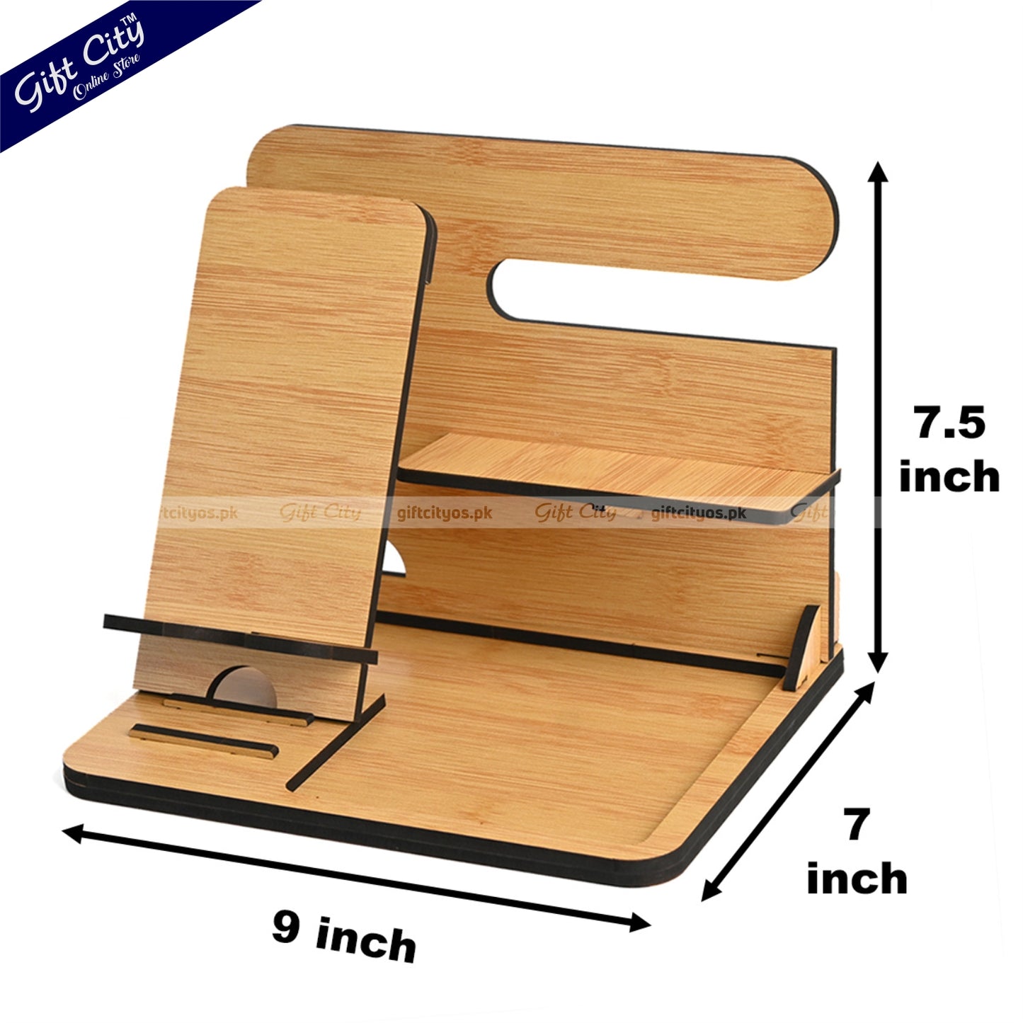 Customizable Wooden 6-in-1 Desk Organizer – Portable & Multi-Functional