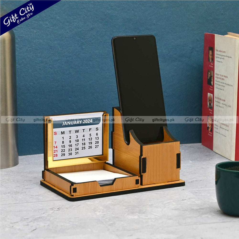 Multi-Functional Wooden Desk Organizer with Calendar – Customizable Logo & Branding | Gift City - Gift City Online Store