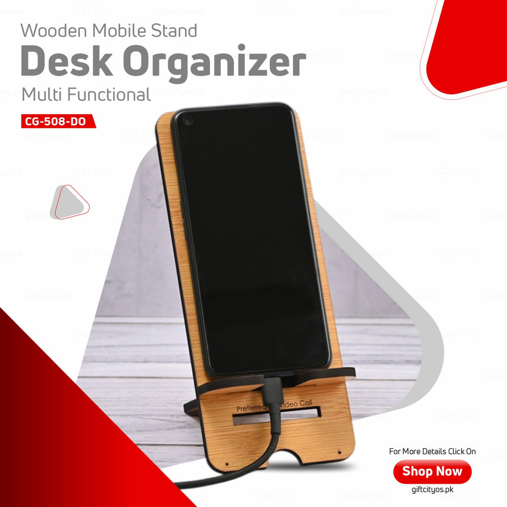 Customizable Wooden Mobile Stand – Sleek, Portable & Multi-Functional - Gift City Online Store