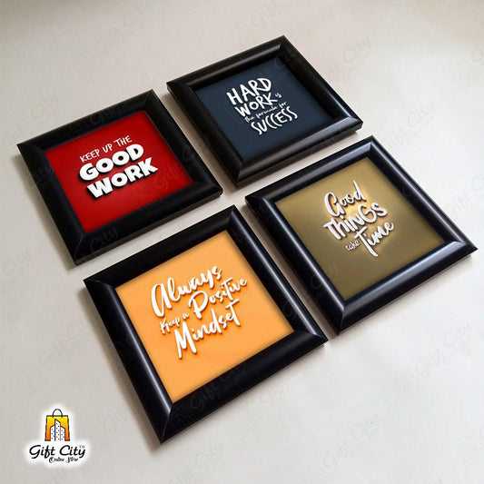 4 Inspiration Quote Frames, Wall Art Hangings Glass Frames