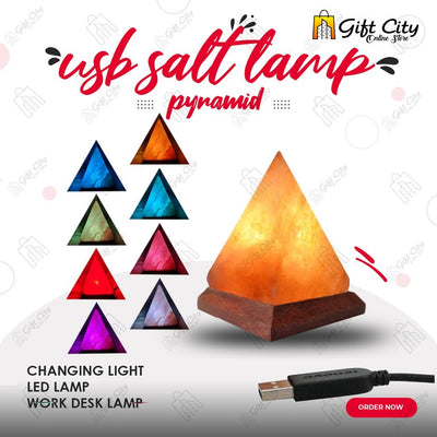 Pyramid 7 Color Changing USB Himalayan Crafted Salt Lamp