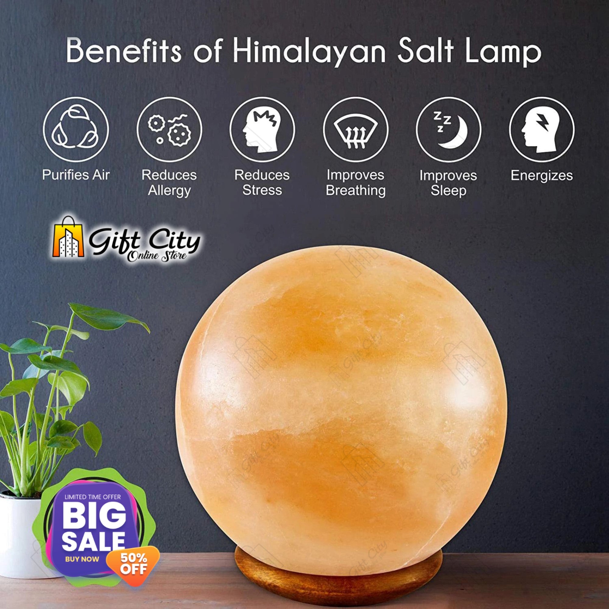 Sphere 7 Color Changing USB Himalayan Crafted Salt Lamp 