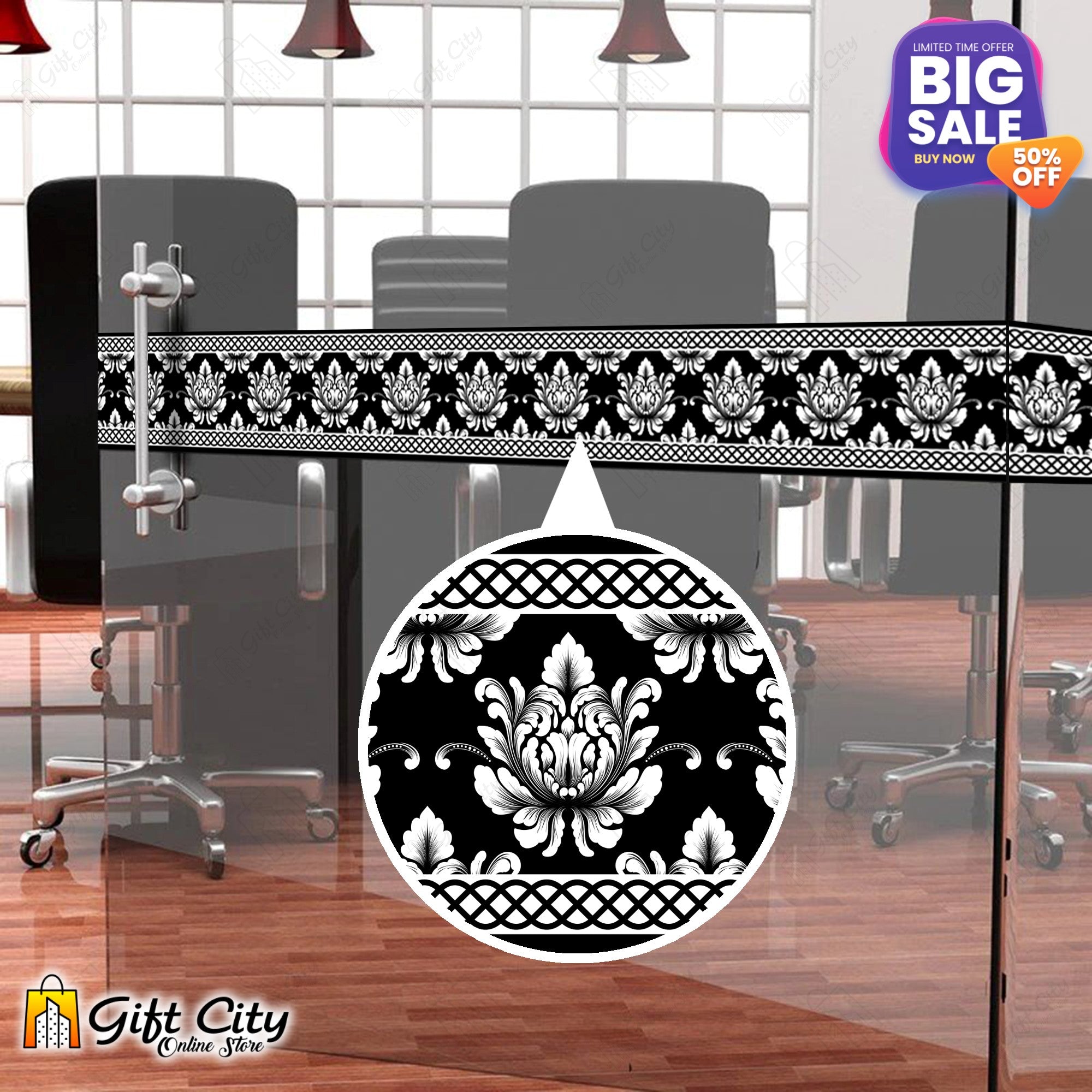 Black and White Pattern Design Tile Border Stickers