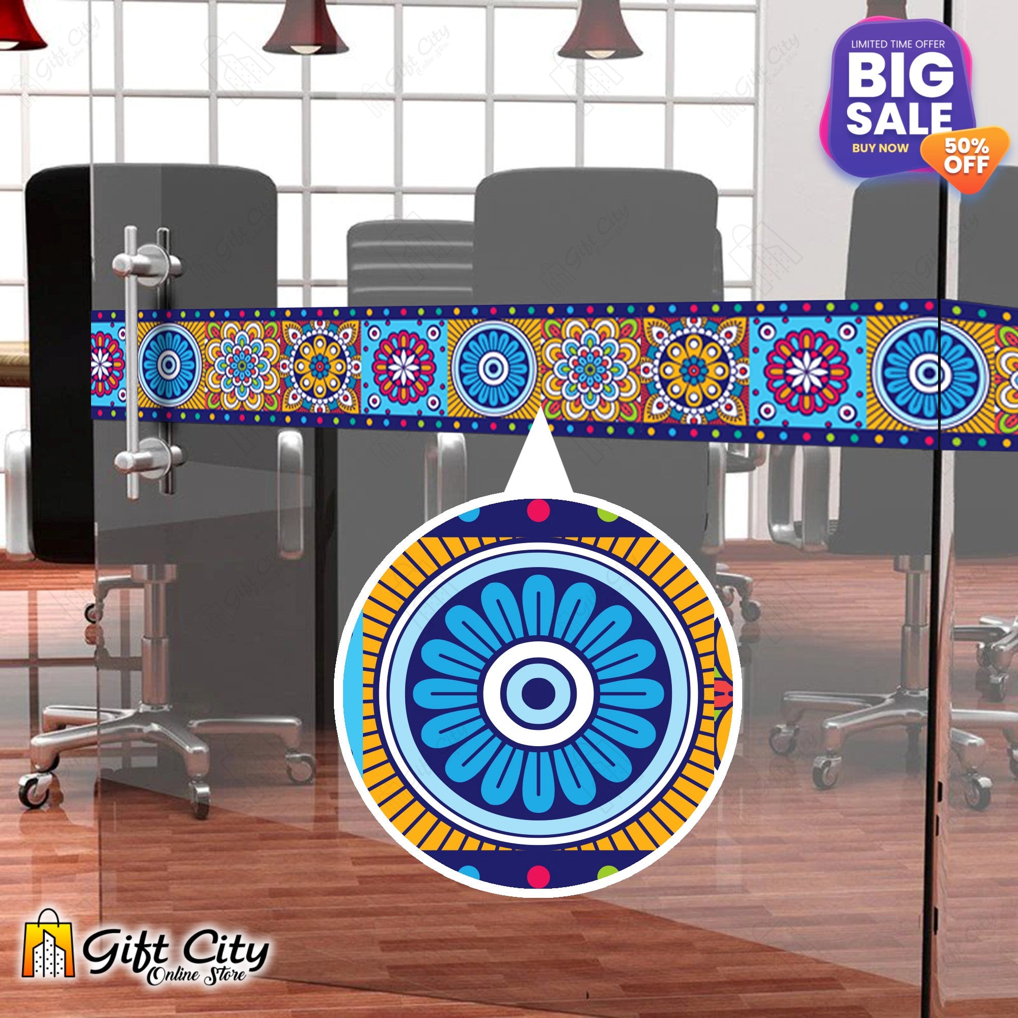 Multi Color Mandala Design Tile Stickers - Gift City