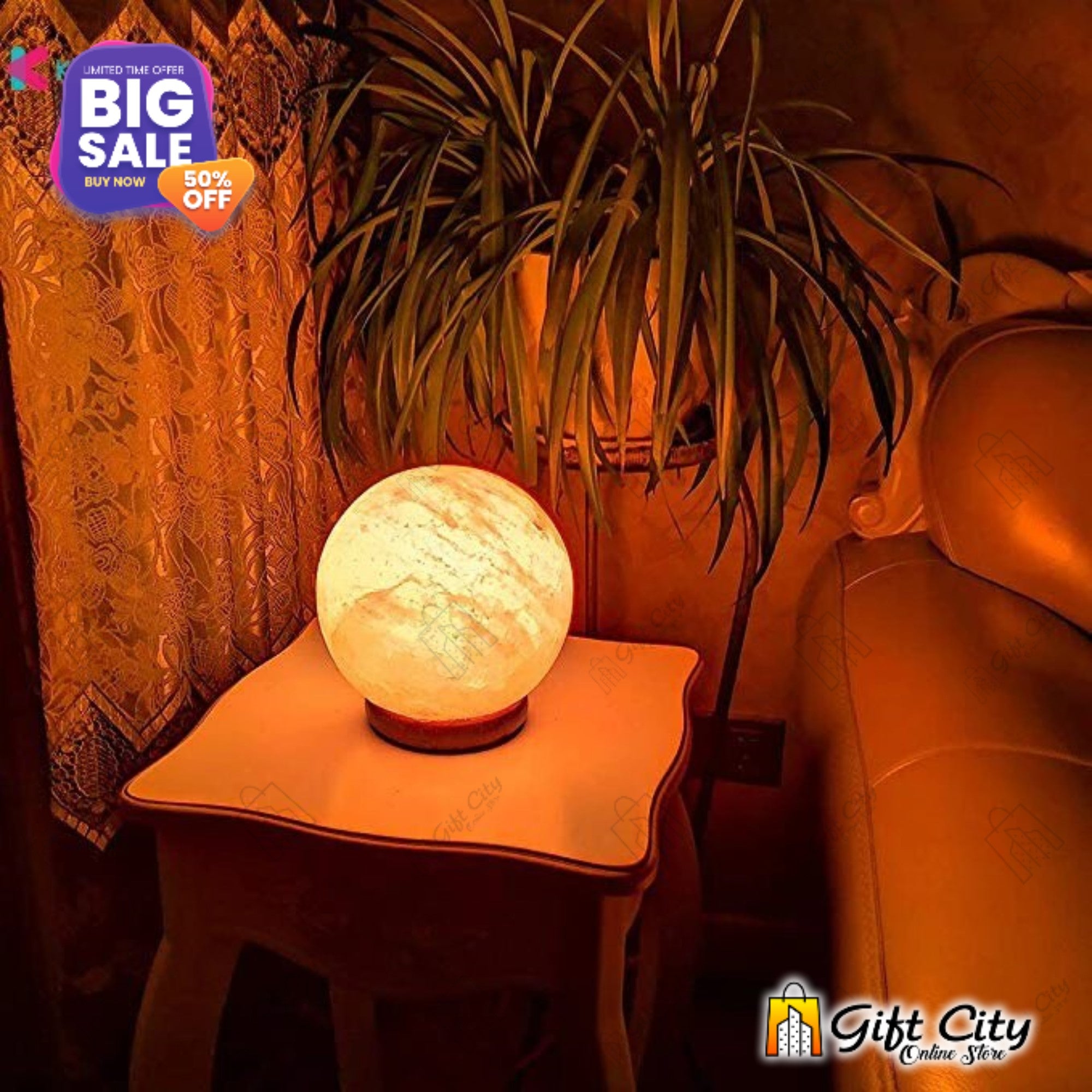 Sphere 7 Color Changing USB Himalayan Crafted Salt Lamp 