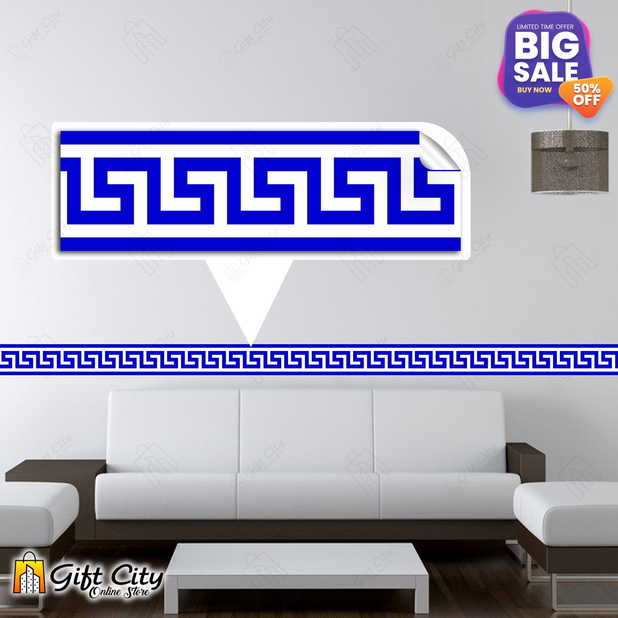 Blue Versace Design Wall Decorative