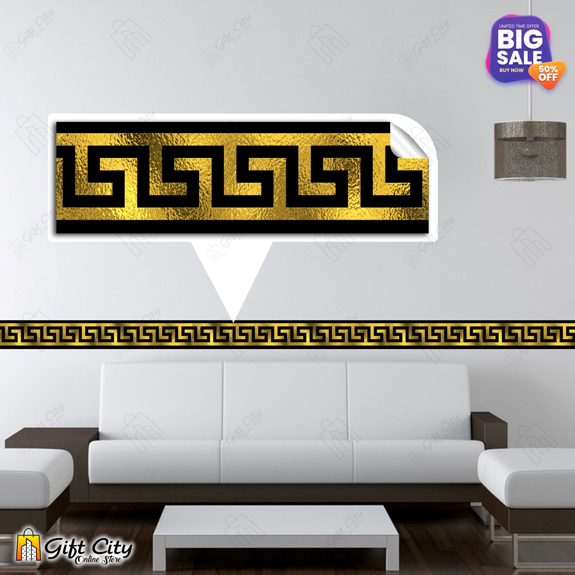 Golden Foil Pani Tile Border Stickers 