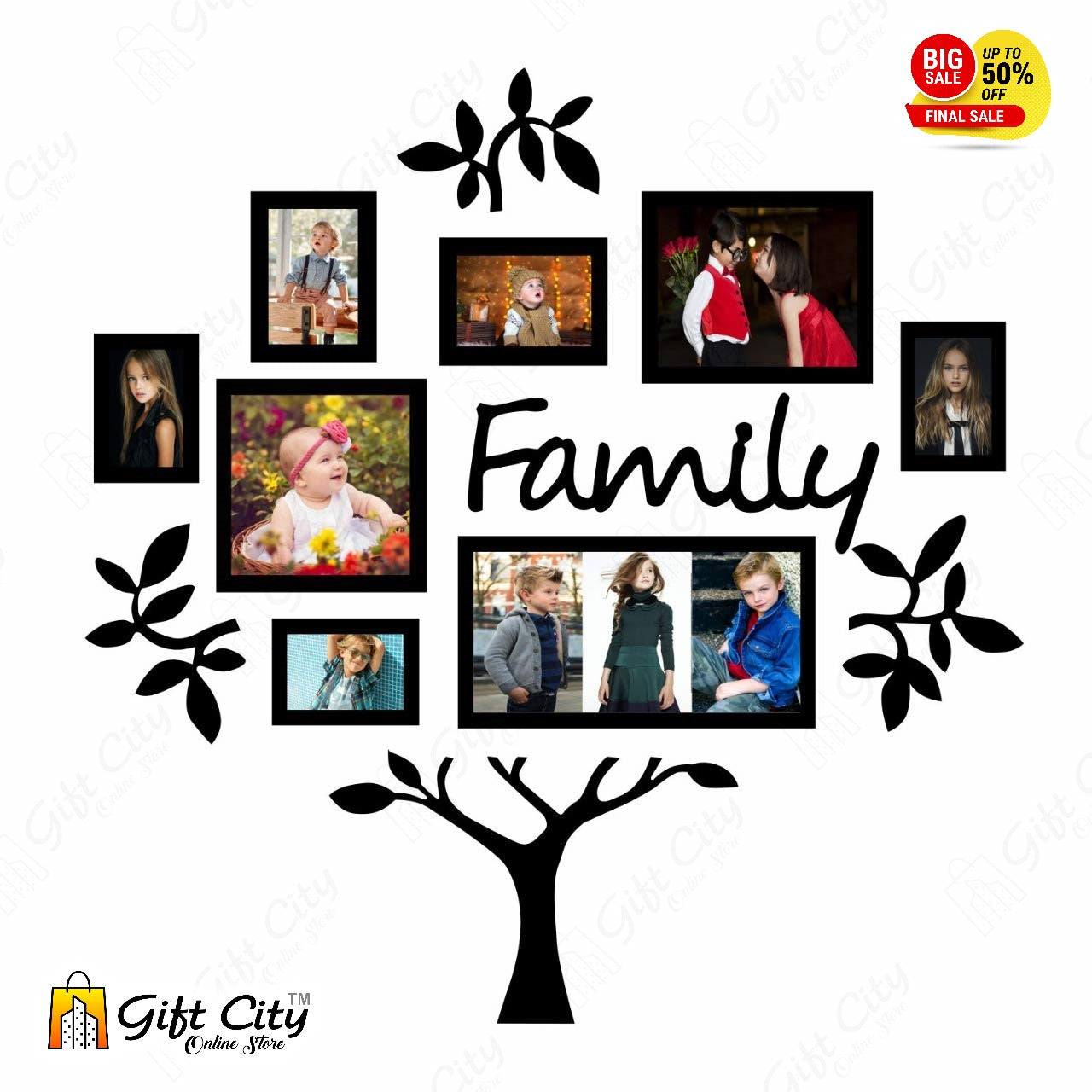 Family Tree With Photo Frame Modern Wall Art 