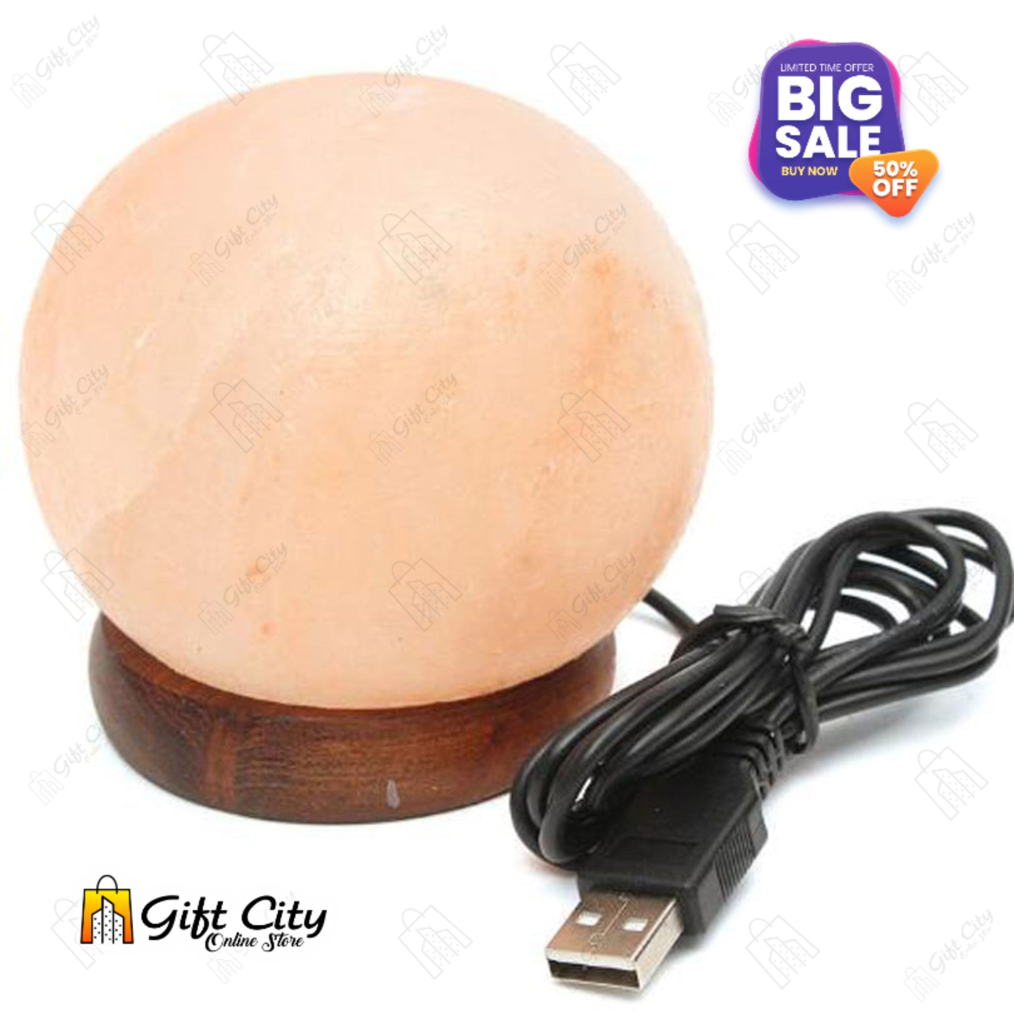 Sphere 7 Color Changing USB Himalayan Crafted Salt Lamp 