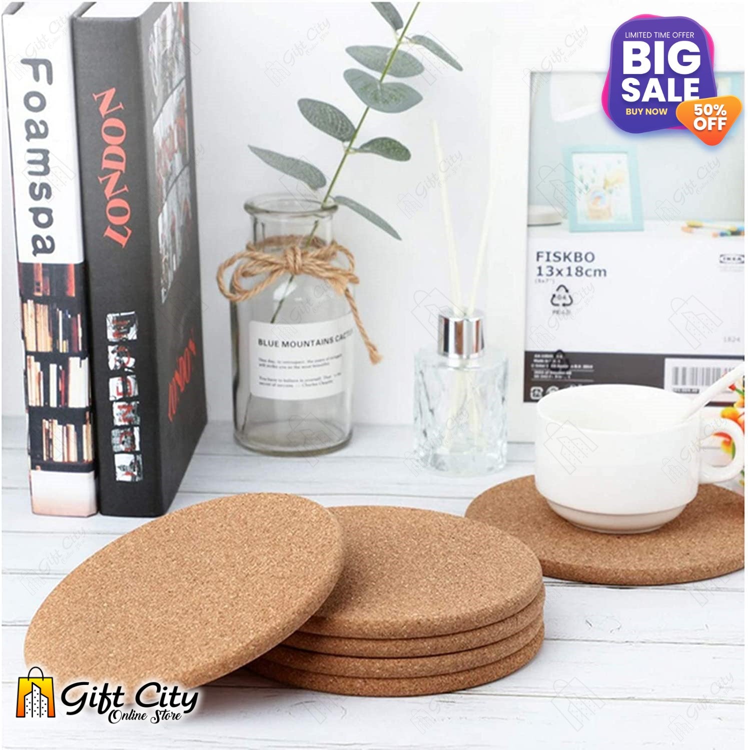 Kitchen Item Round Plain Cork Tea Coaster Heat Insulation Non-Slip Tableware