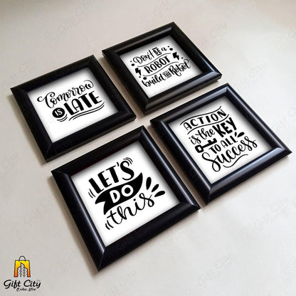 Motivational Pack of 4 Inspiration Quote Frames, Wall Art Hangings Glass Frames