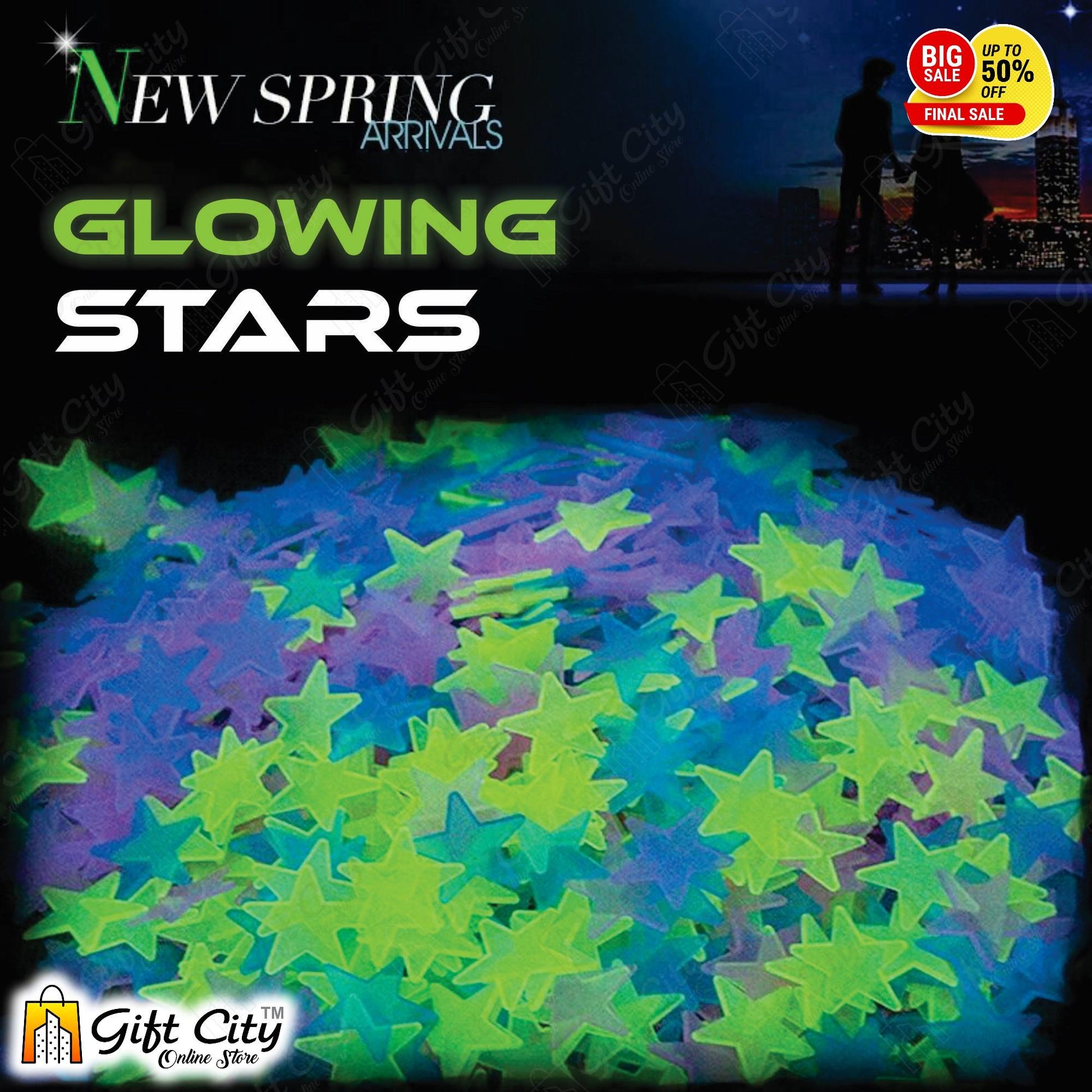 Luminous Fluorescent 3D Stars Glow In The Dark for Home Décor Wall Art 