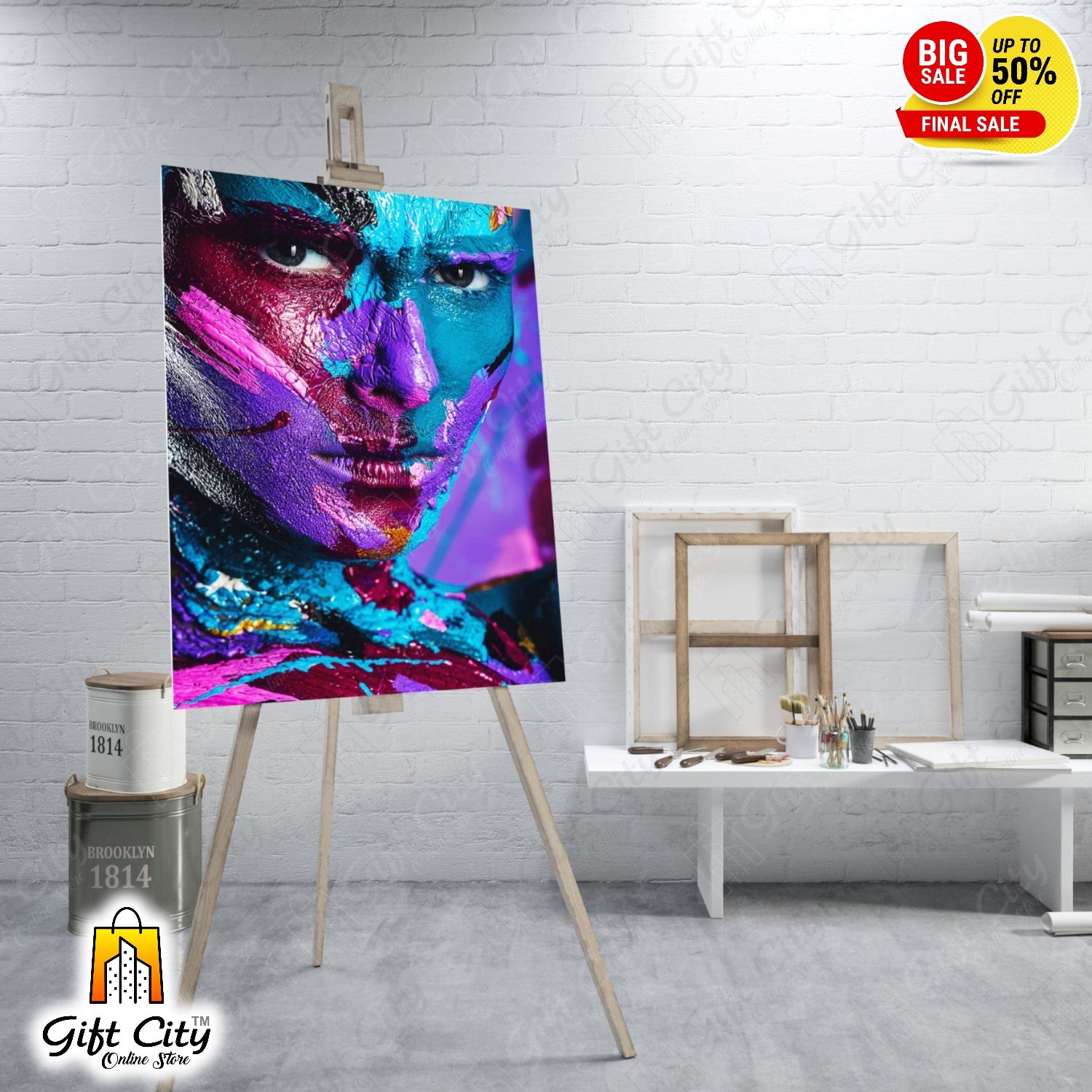 Man Face Digital Art Painting for Home Decor