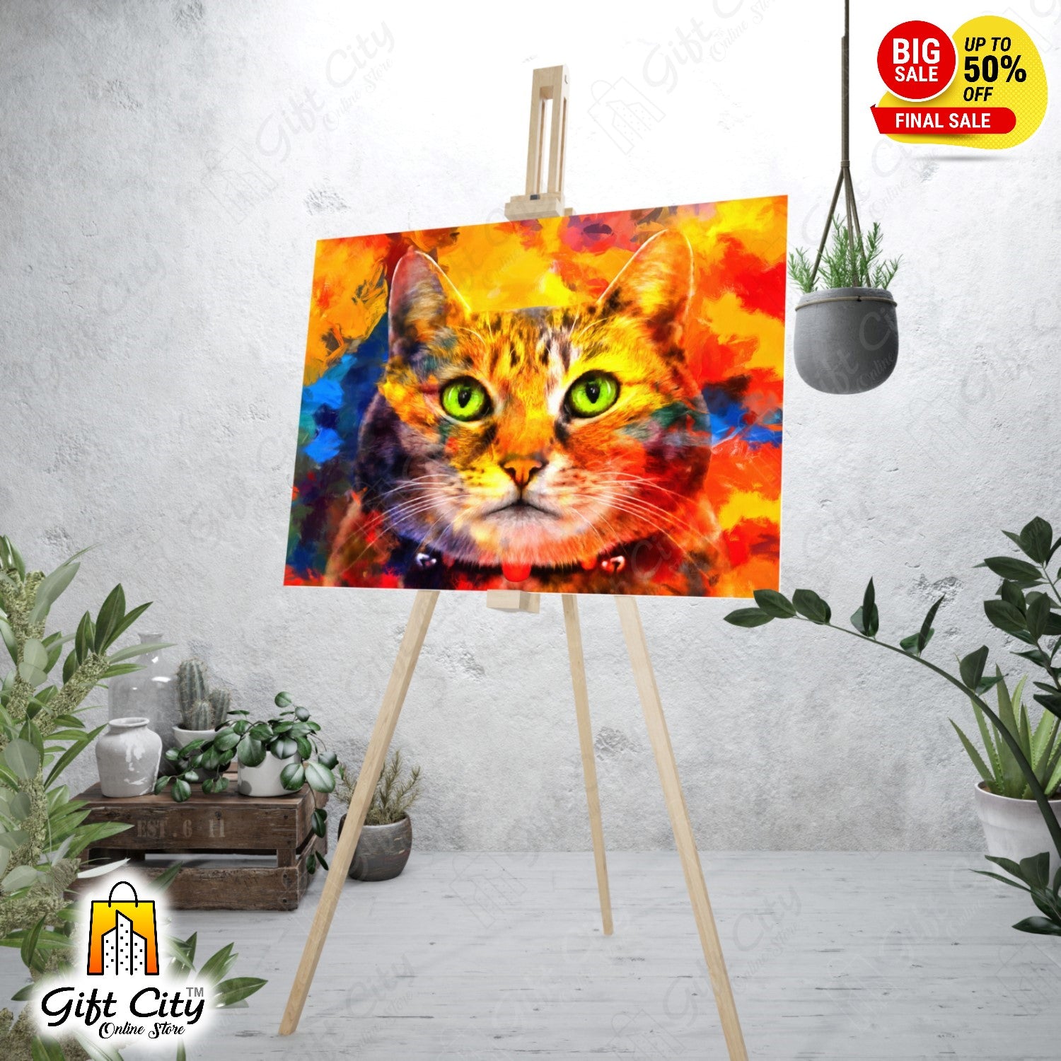 Cat Face Canvas Digital Painting 