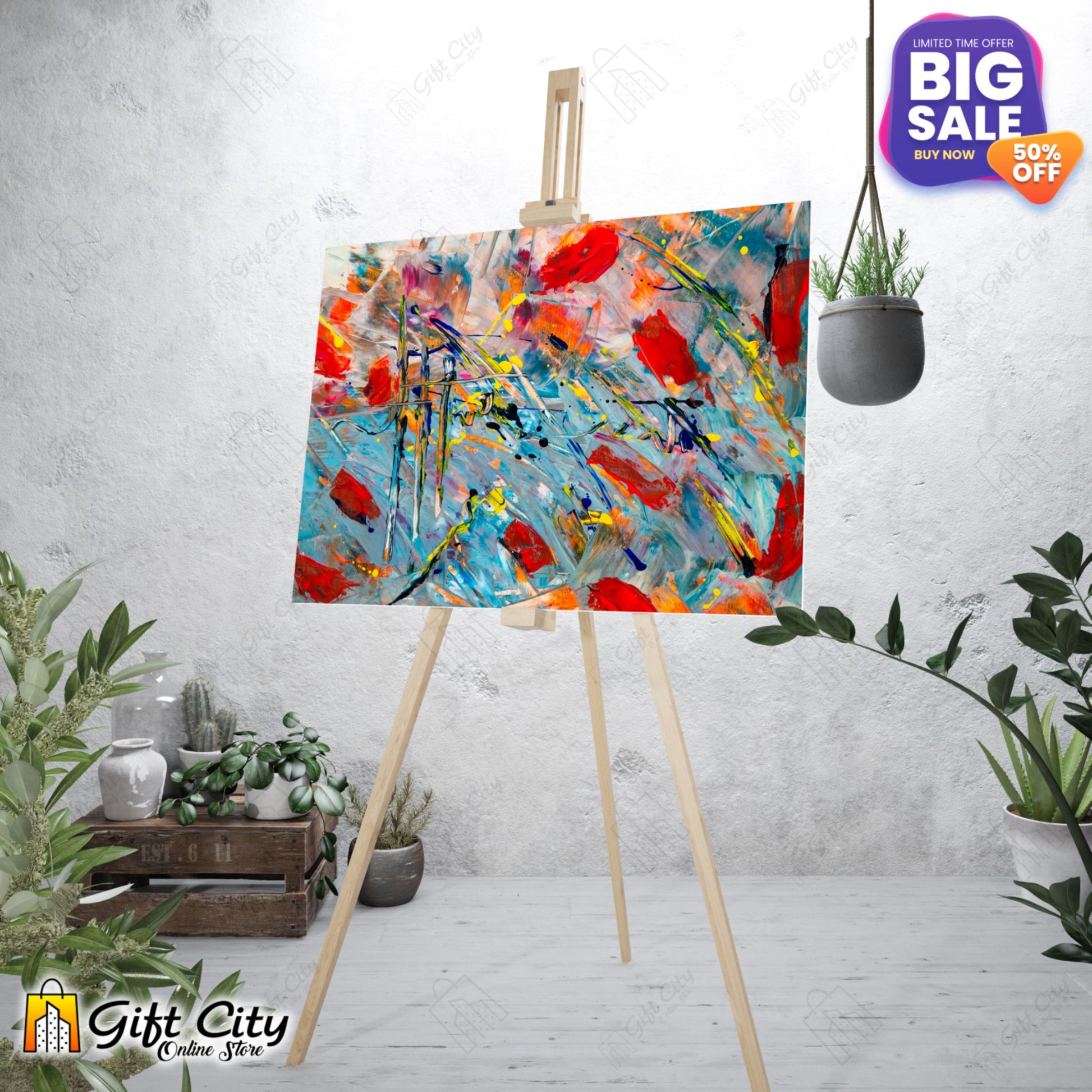 Multicolor Abstract Canvas Painting