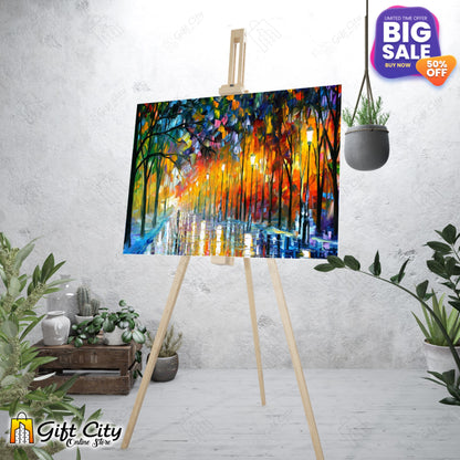 Street Light View Palette Knife Canvas Painting