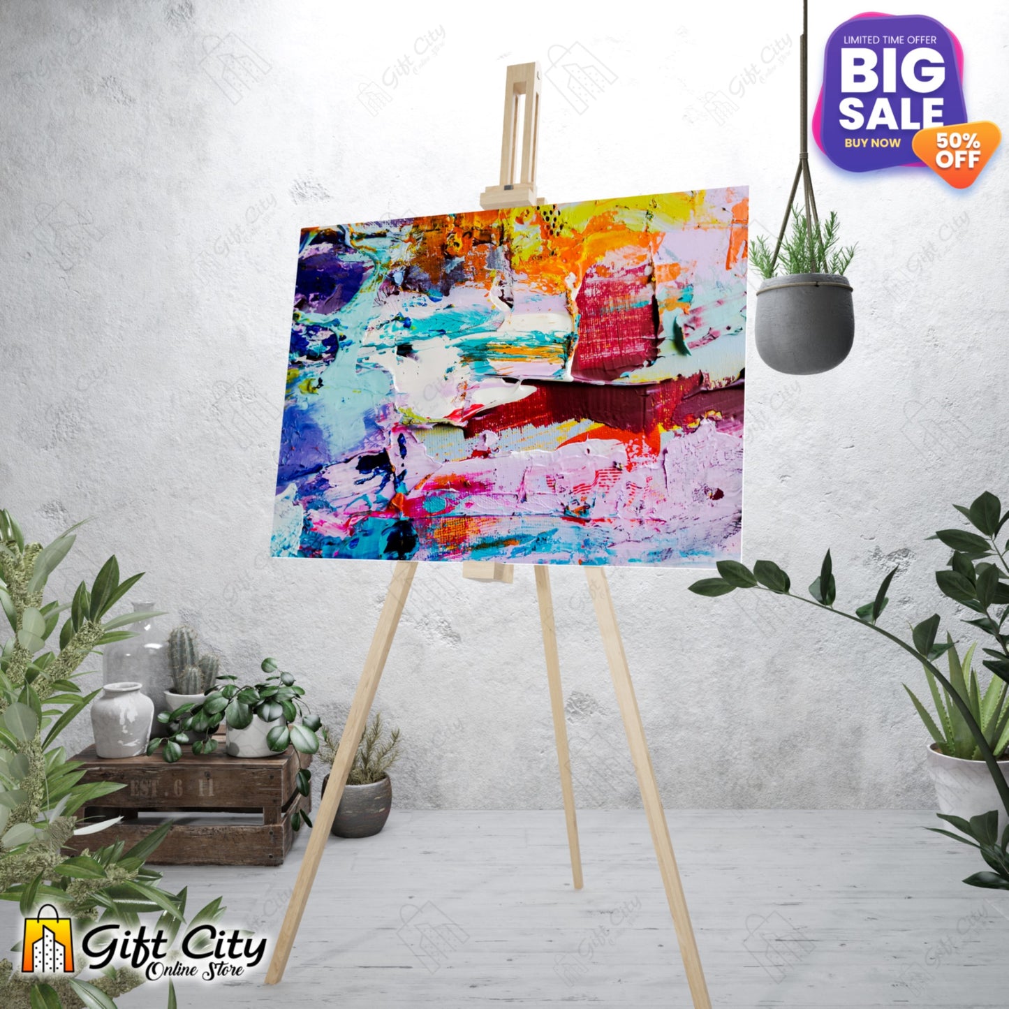 Messy Abstract Paint Canvas Painting