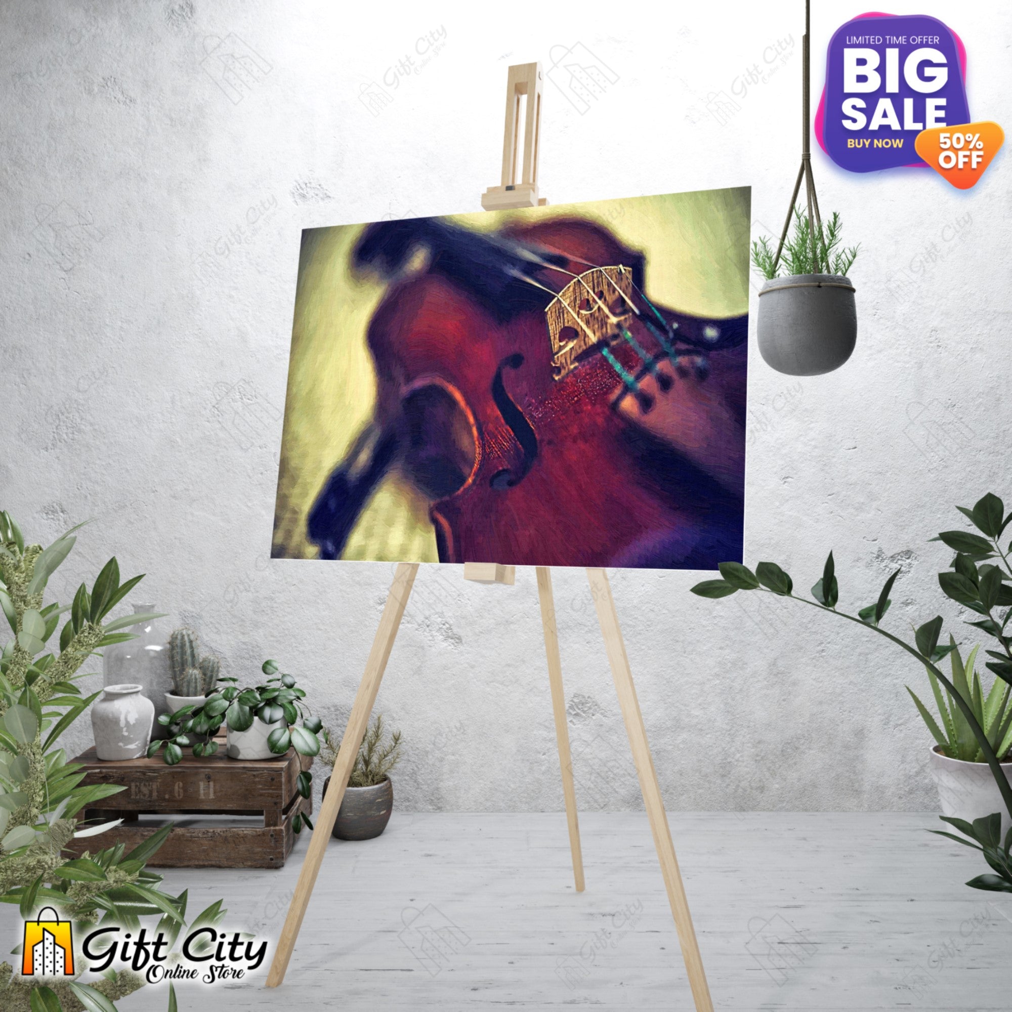 Violin on Canvas Painting