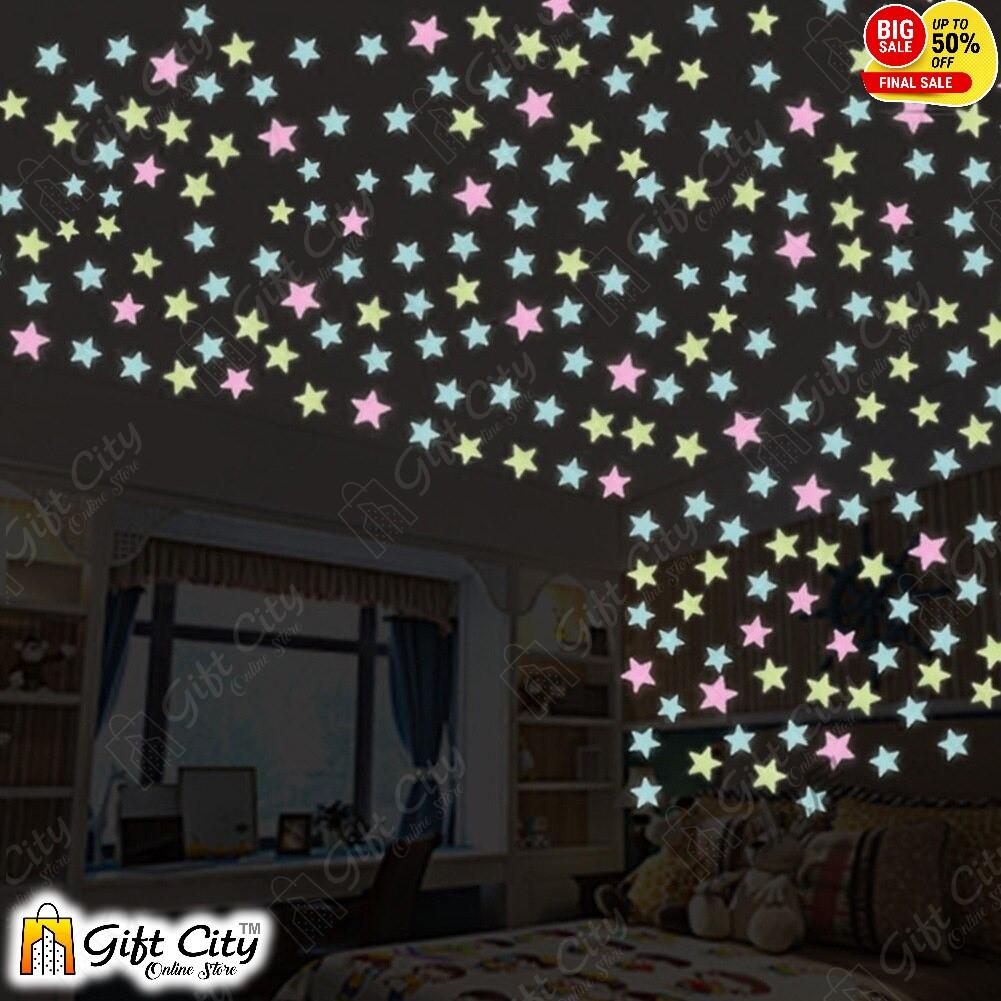 Luminous Fluorescent 3D Stars Glow In The Dark for Home Décor Wall Art 