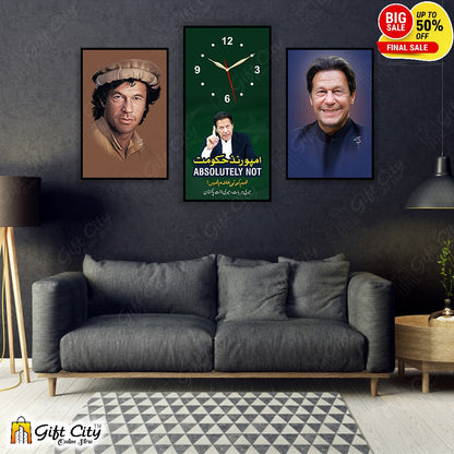 Imran Khan 3 In 1 Frame Wall Clock New Design