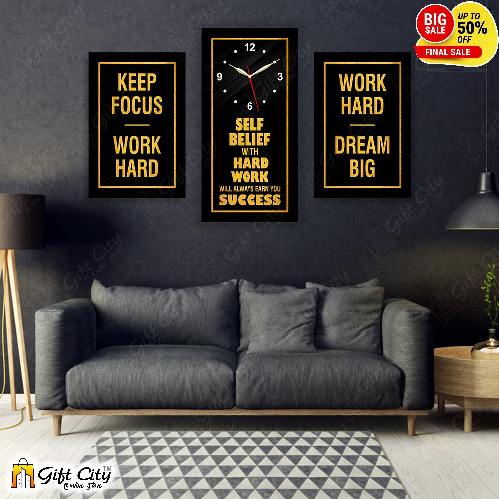 3 In 1 Motivational Quote Frame Wall Clock