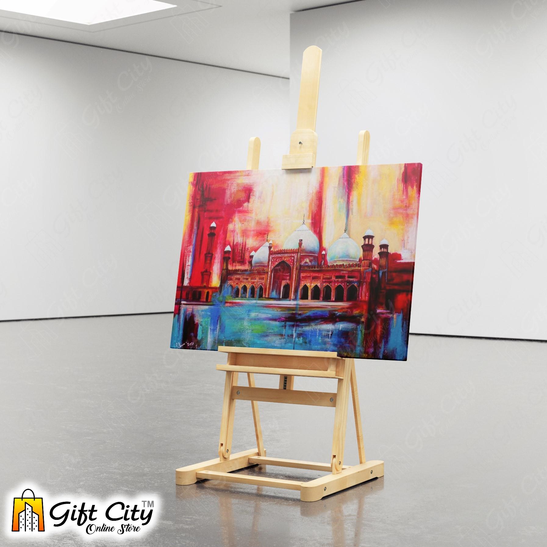 Side View Of Mosque Art Canvas Painting Digital Art