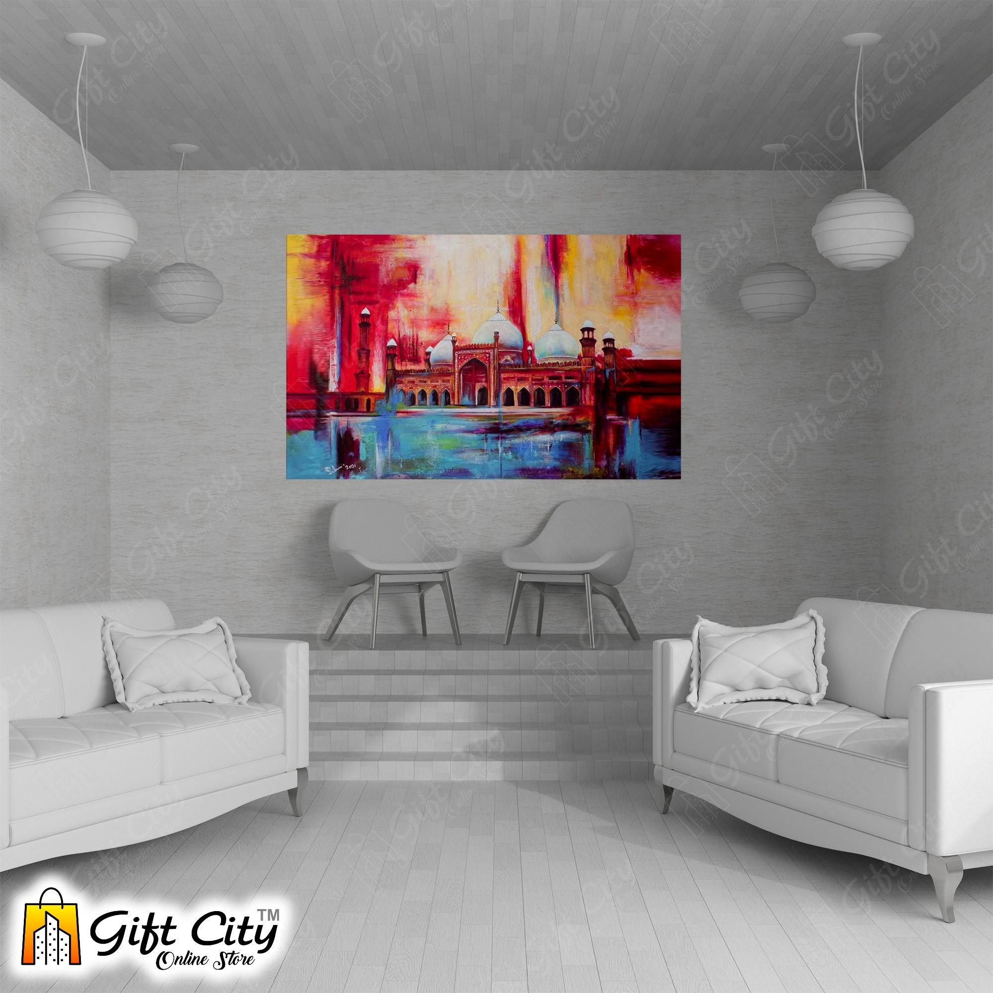 Side View Of Mosque Art Canvas Painting Digital Art