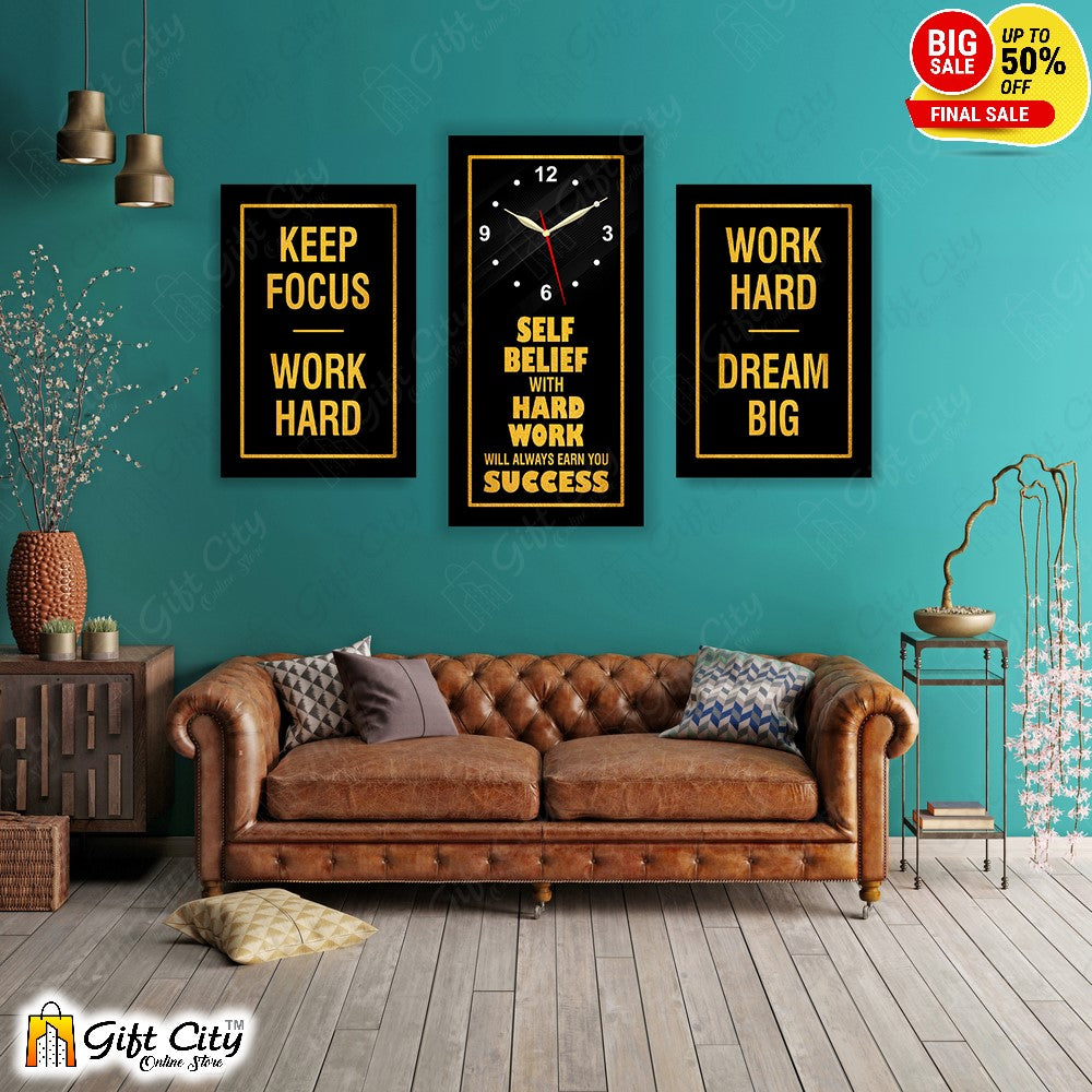 3 In 1 Motivational Quote Frame Wall Clock