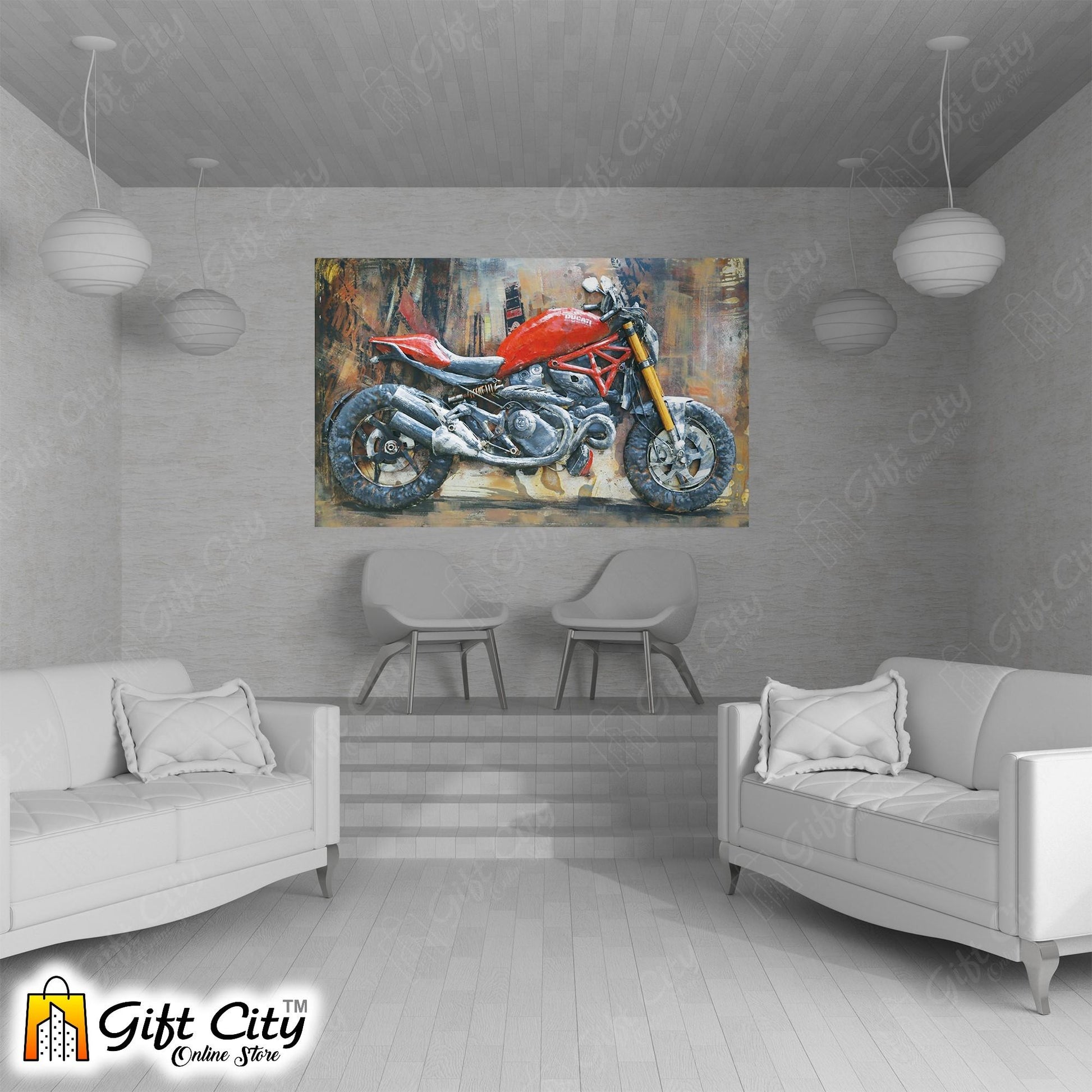 Ducati In City Art Canvas Painting Digital Art for Home Décor