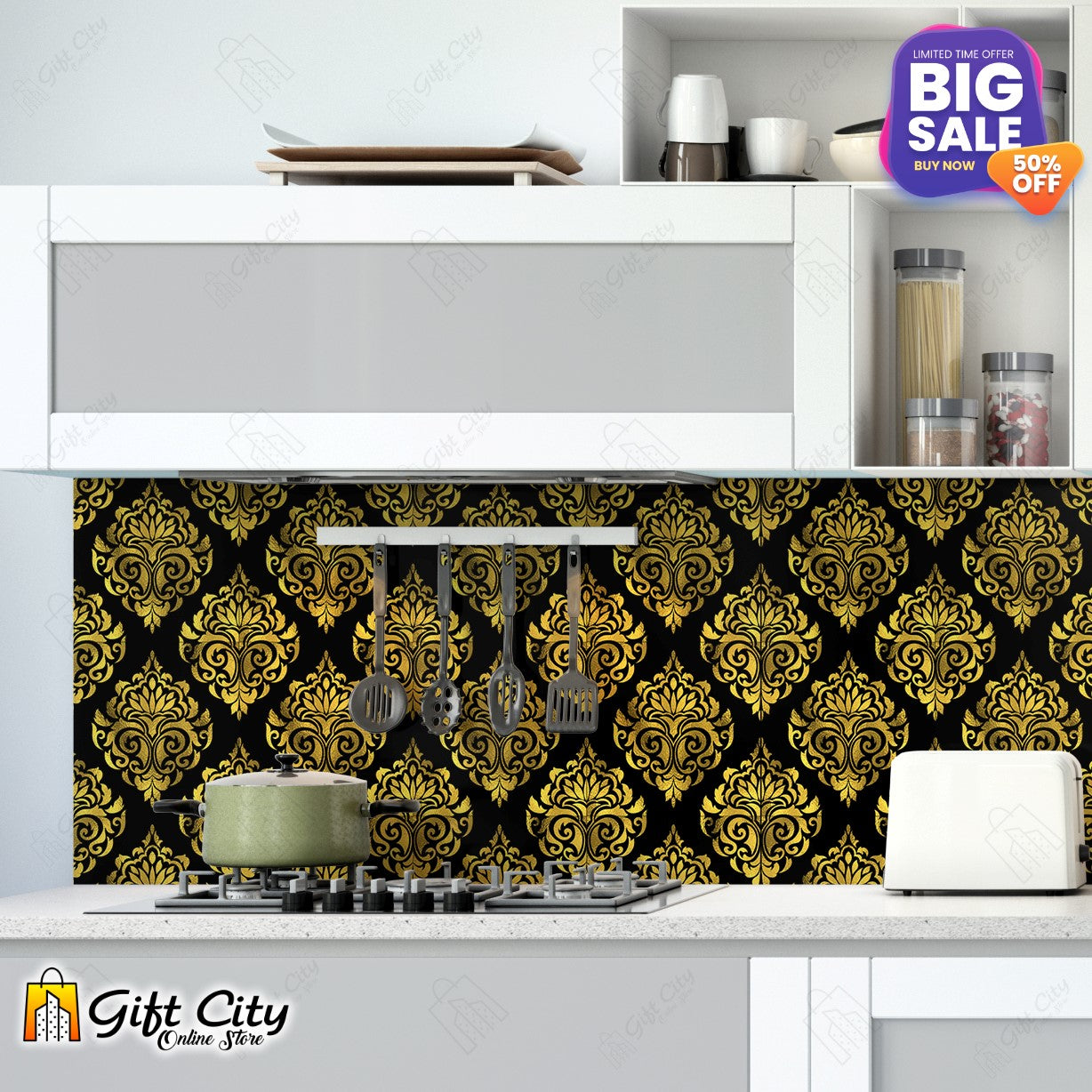  Golden Foil Self Adhesive Kitchen Tile Stickers