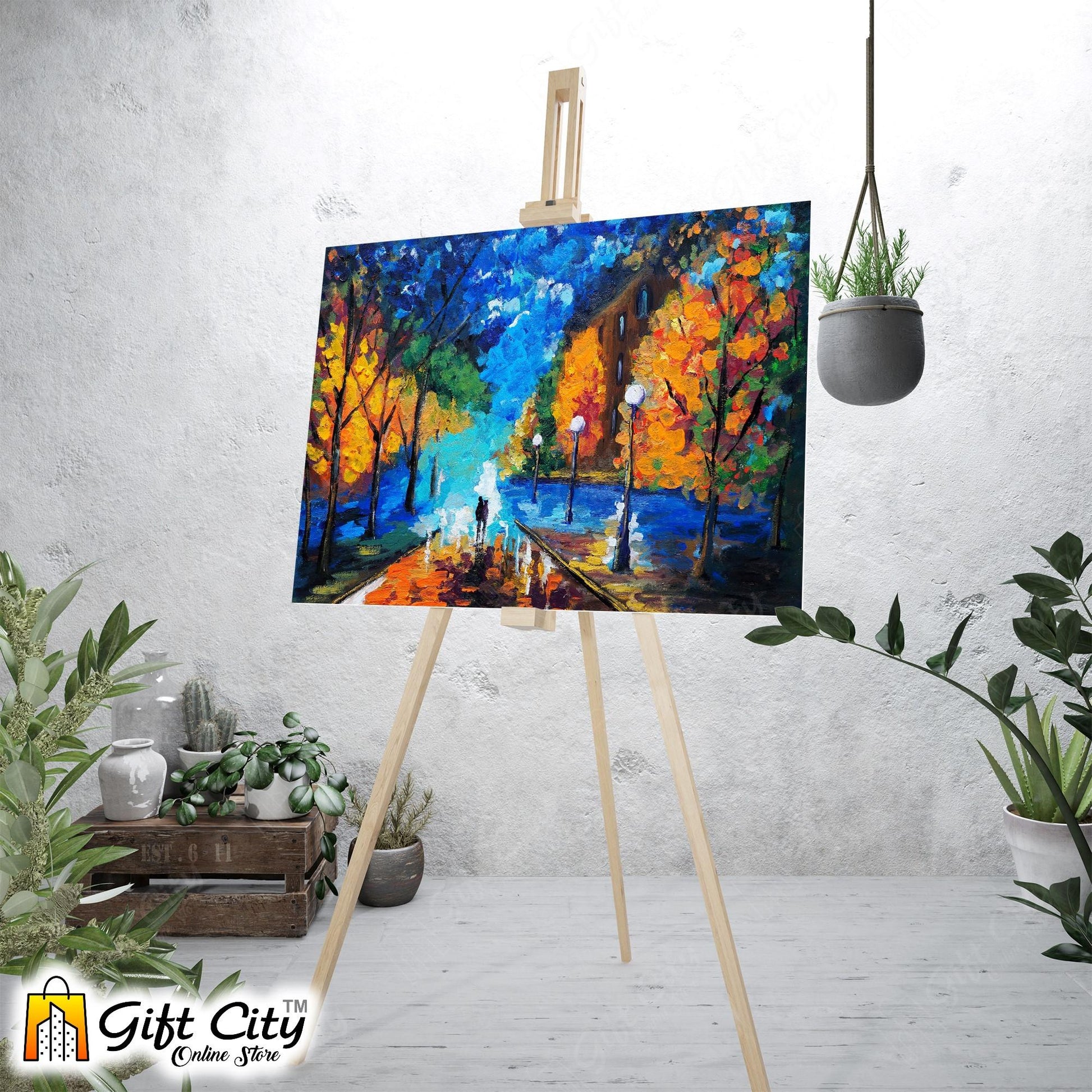 Couple Romantic Palette Knife Art Canvas Painting