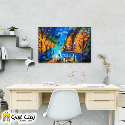 Couple Romantic Palette Knife Art Canvas Painting