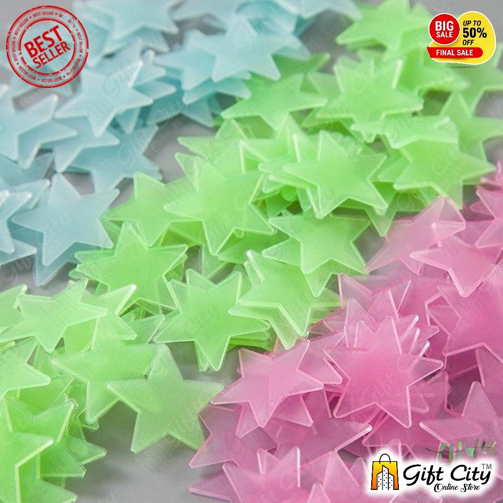 Luminous Fluorescent 3D Stars Glow In The Dark for Home Décor Wall Art 