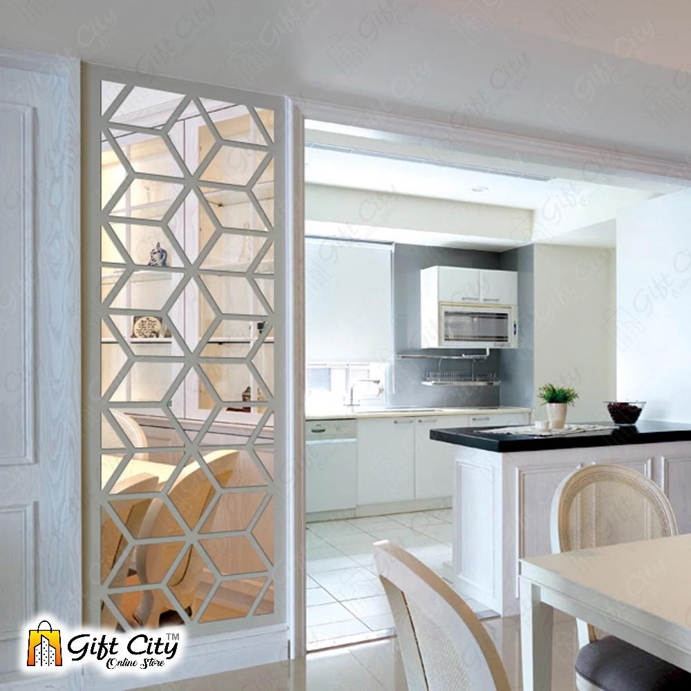 3D Rhombus Triangle Golden Acrylic Mirror Wall Art Stickers - Gift City - Gift City Online Store