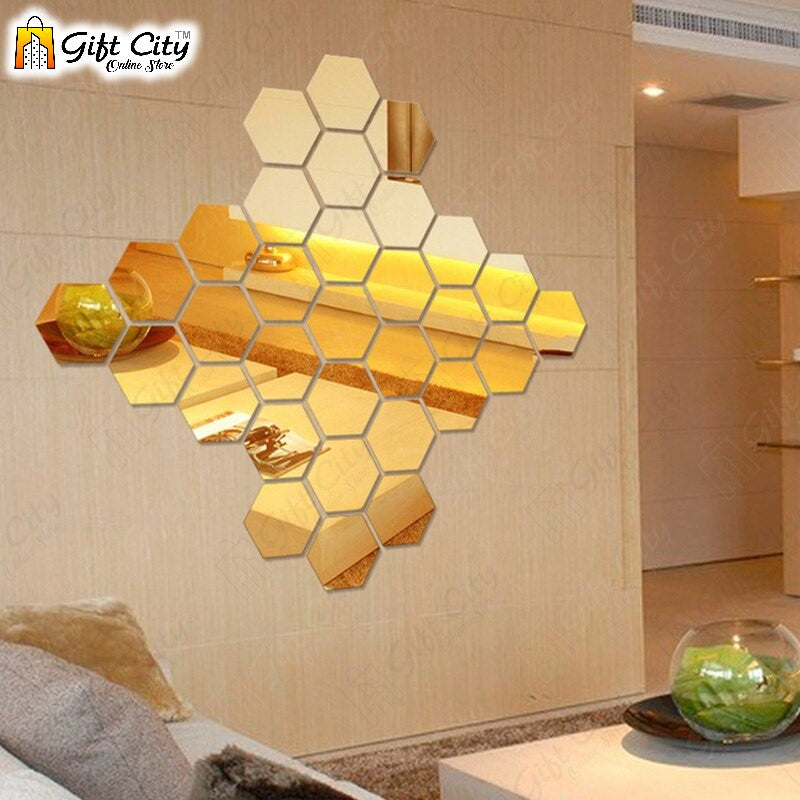 Golden Acrylic Hexagon Mirror