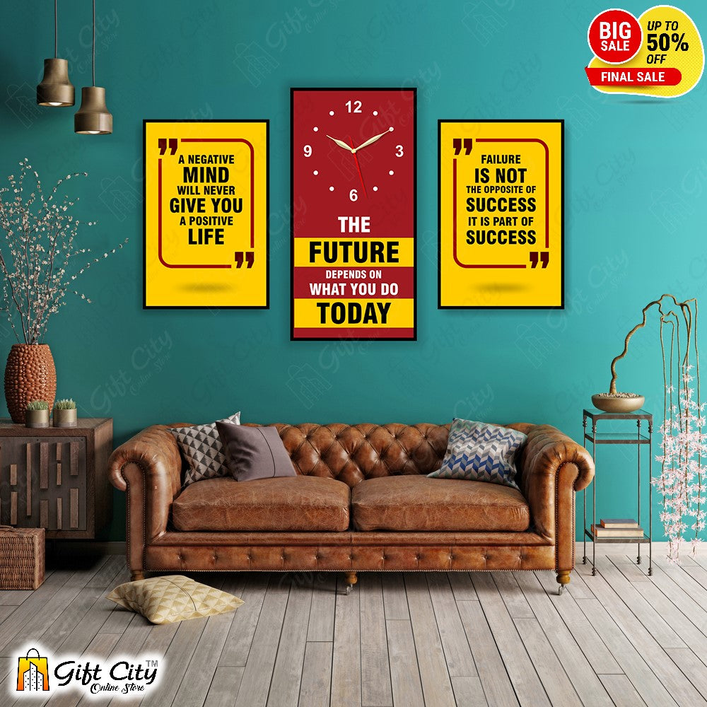 3 In 1 Motivational Quote Frame Wall Clock