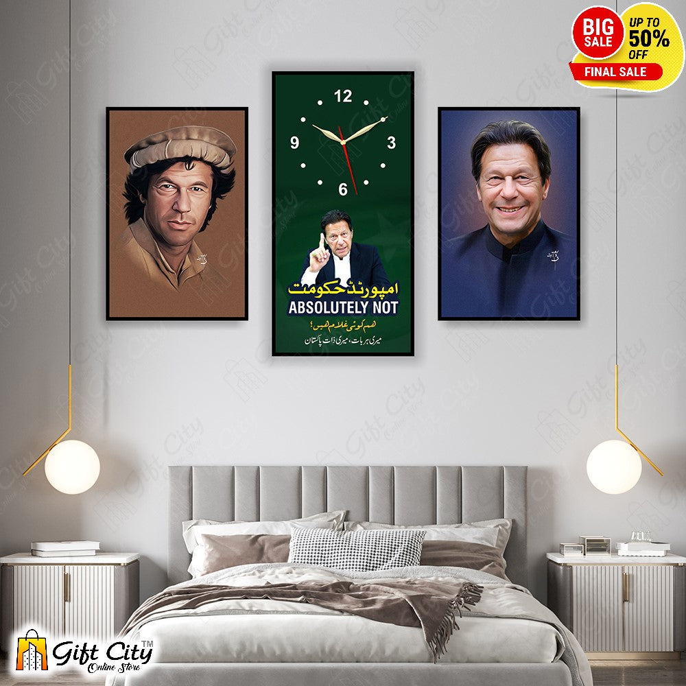 Imran Khan 3 In 1 Frame Wall Clock New Design