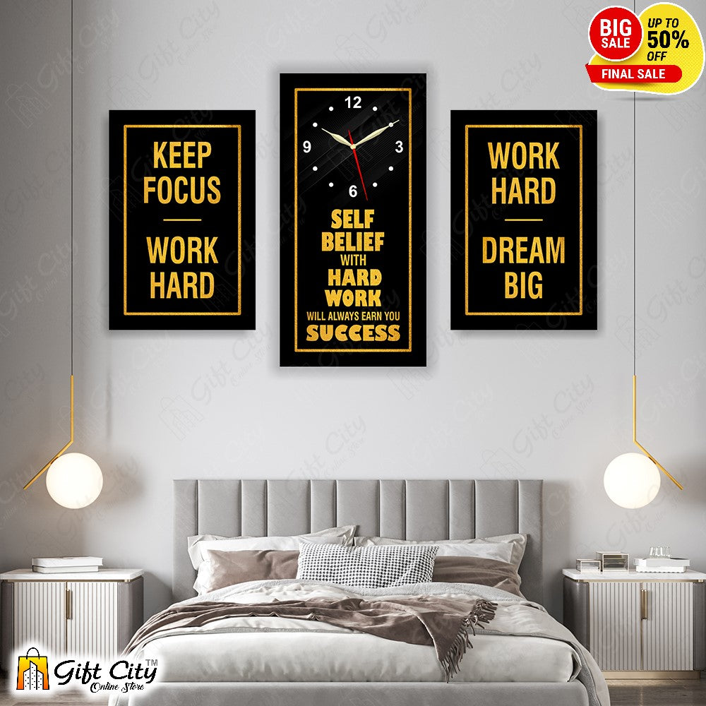 3 In 1 Motivational Quote Frame Wall Clock