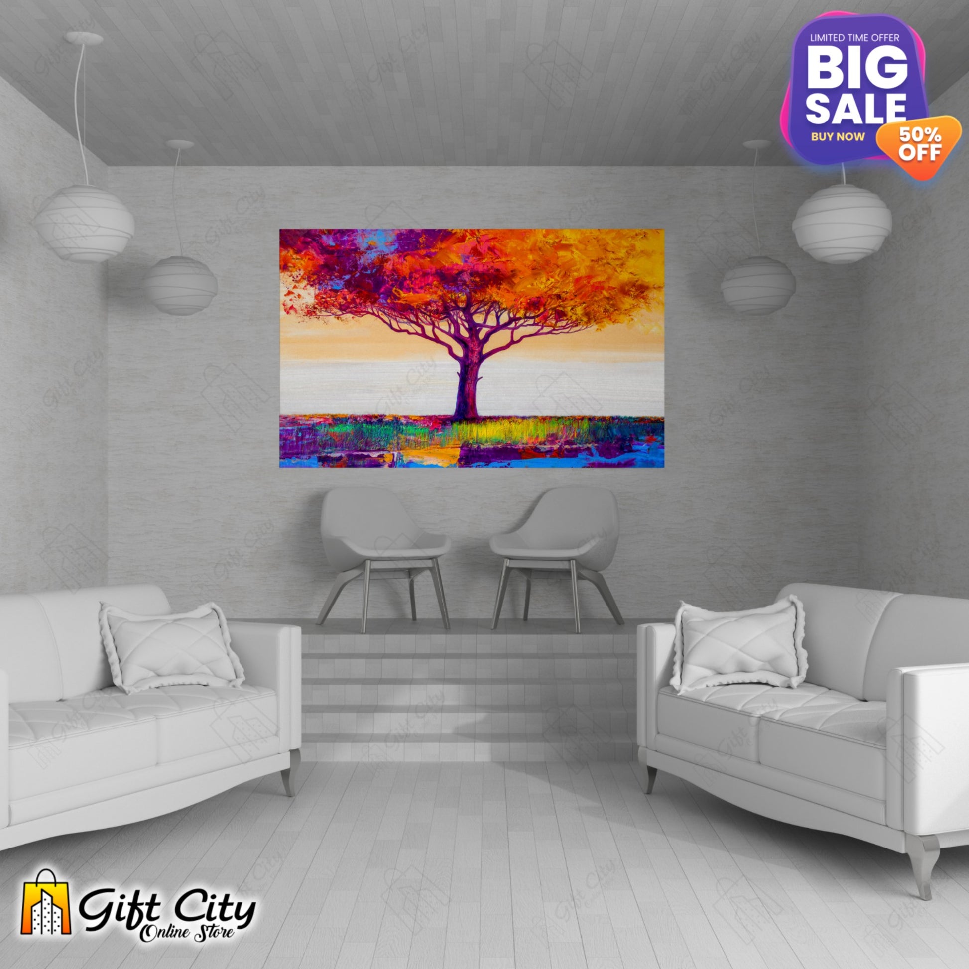 Colorful Tree Canvas Painting