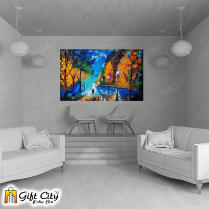 Couple Romantic Palette Knife Art Canvas Painting