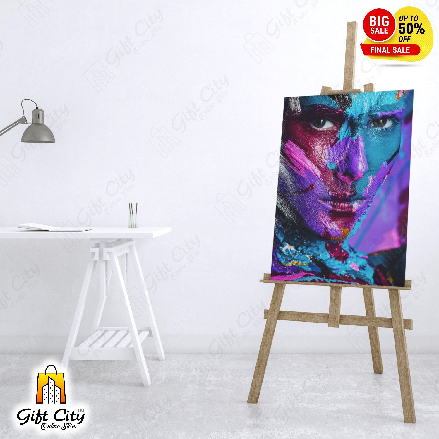 Man Face Digital Art Painting for Home Decor