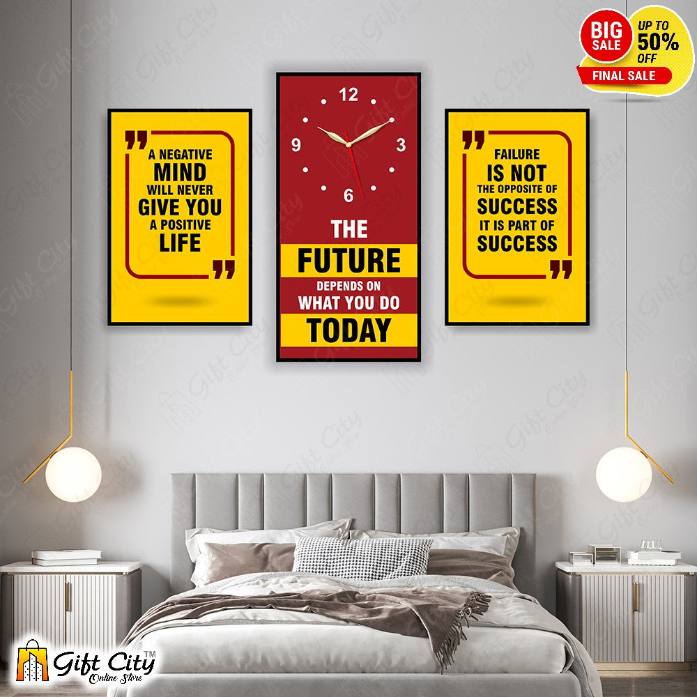 3 In 1 Motivational Quote Frame Wall Clock