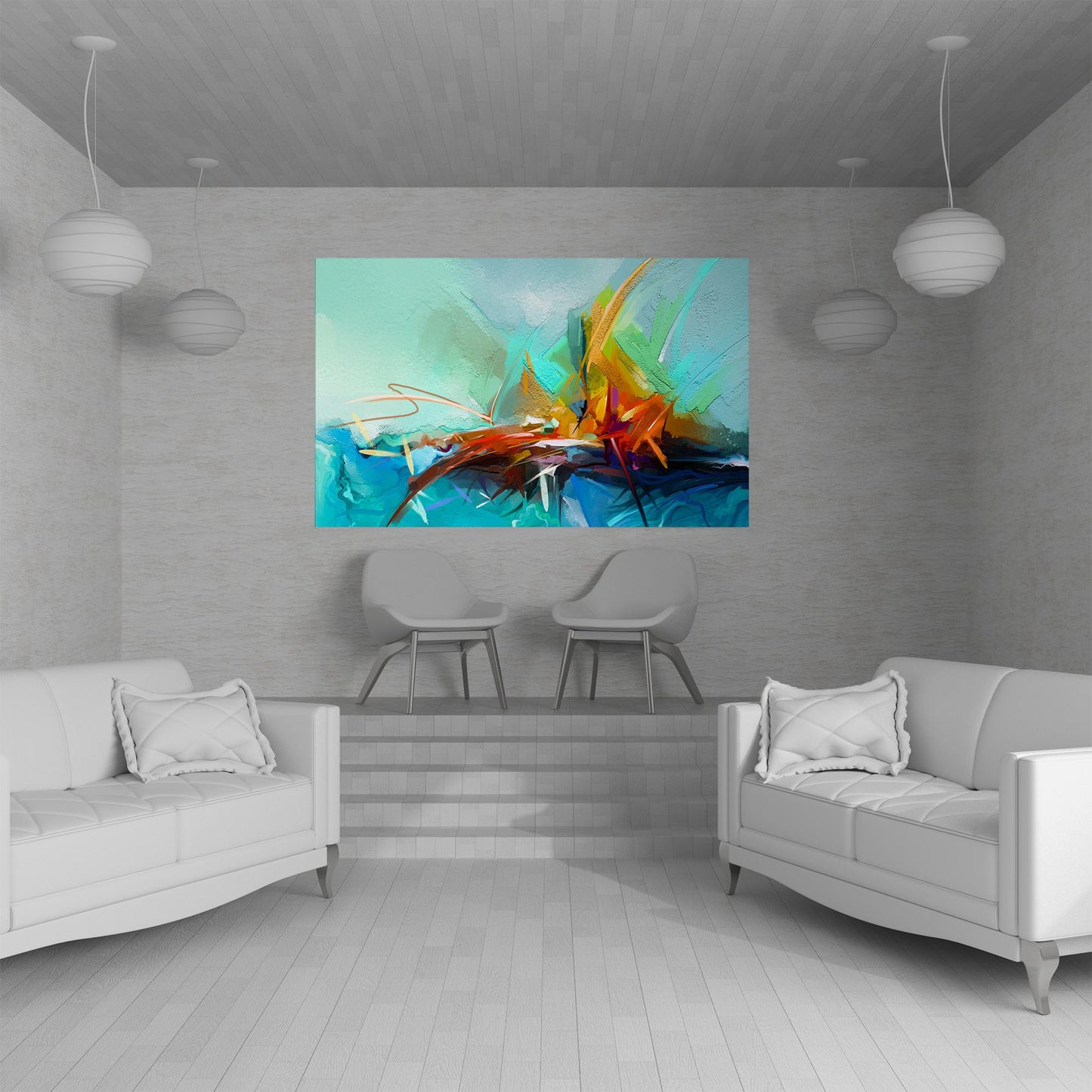 Sea Art Canvas Painting Abstract Digital Art for Home Decor