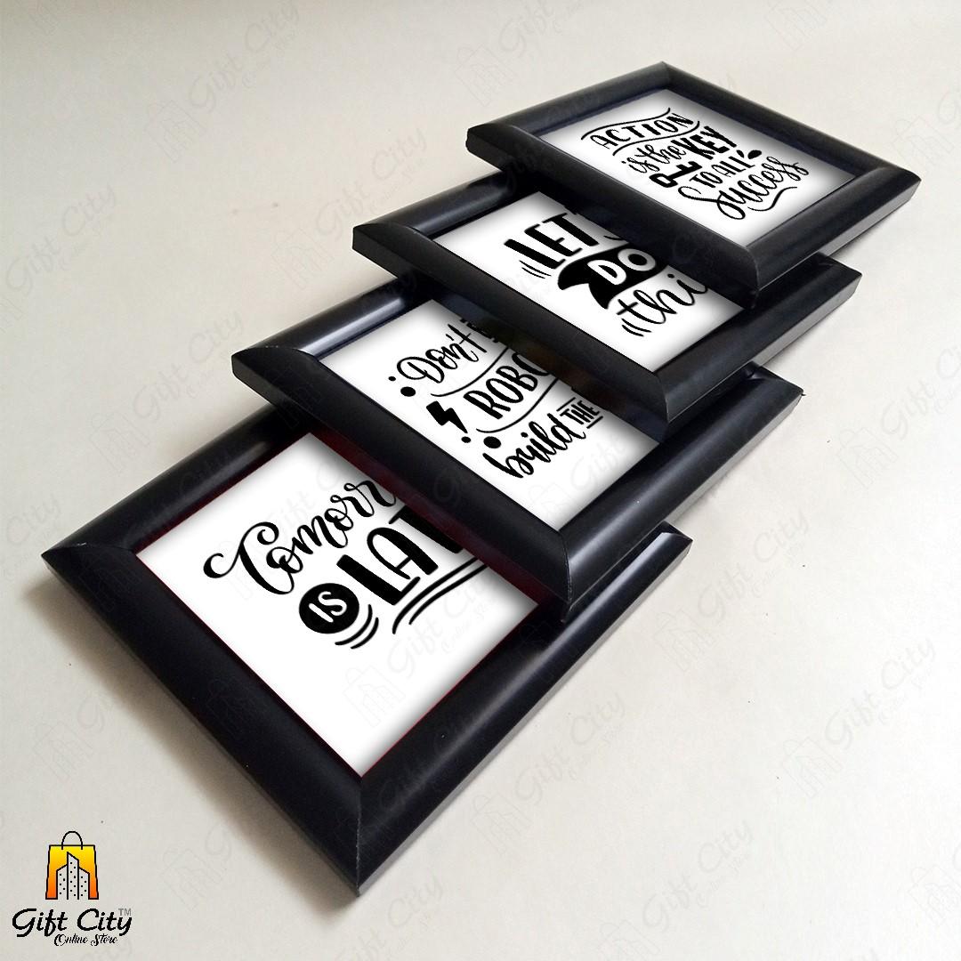 Motivational Pack of 4 Inspiration Quote Frames, Wall Art Hangings Glass Frames