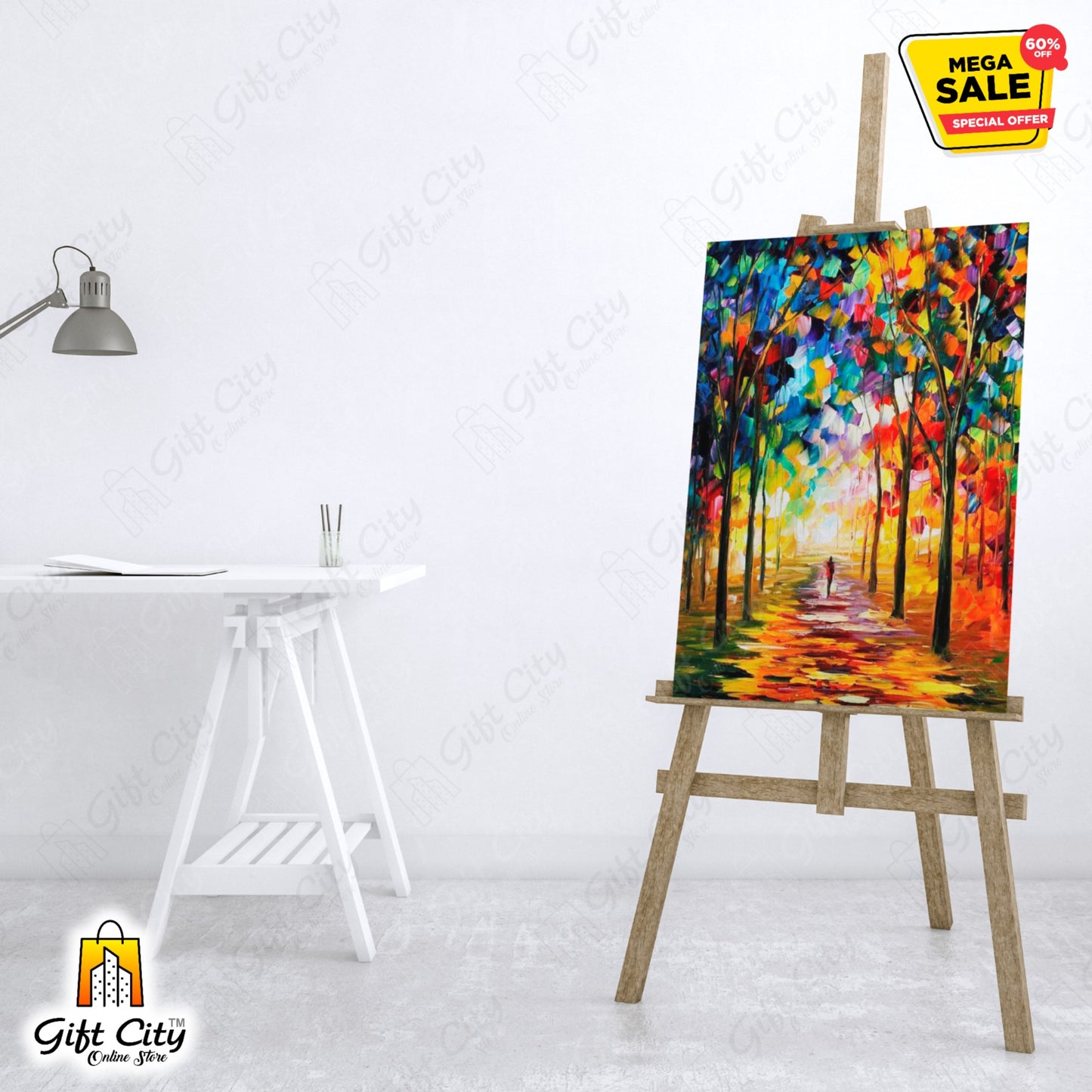 Forest Palette Knife Oil Painting 